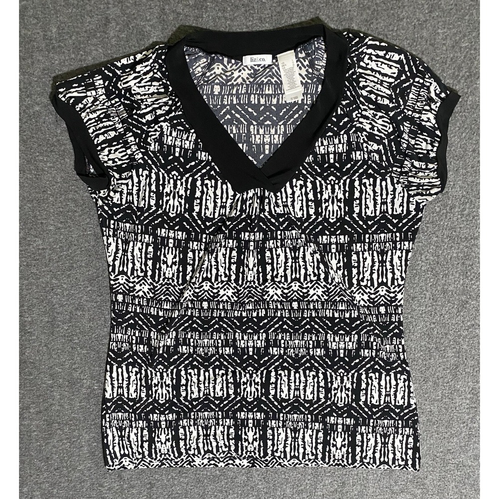 LIZ Wear Shirt Womens Design Flutter Sleeve Top Blouse Casual Size L